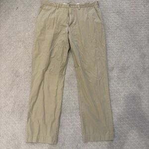 Vintage Polo Ralph Pants Mens 36x34 Khaki Tan Chino Flat Front Casual Preppy